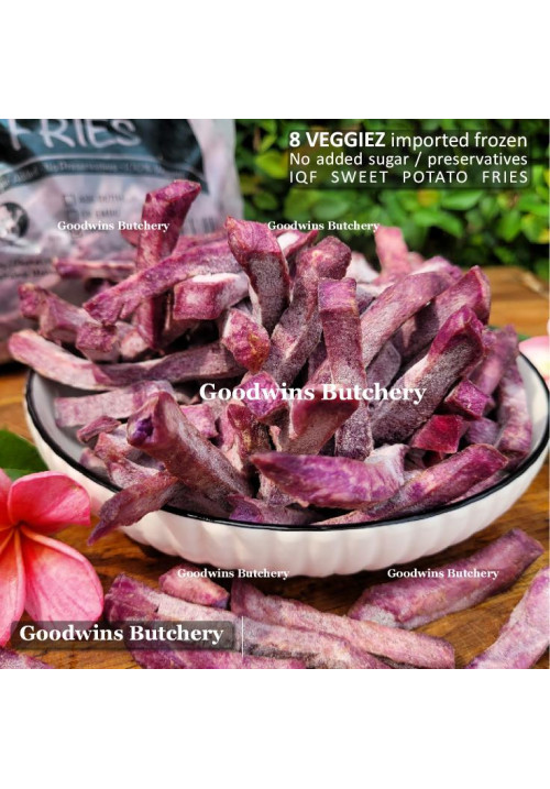 8Veggiez IQF frozen fries SWEET POTATO PURPLE - UBI UNGU 8 Veggiez (new packaging)